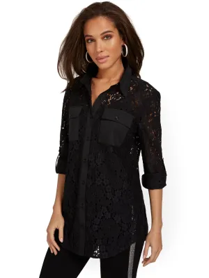 Tall Crochet Lace Tunic Top
