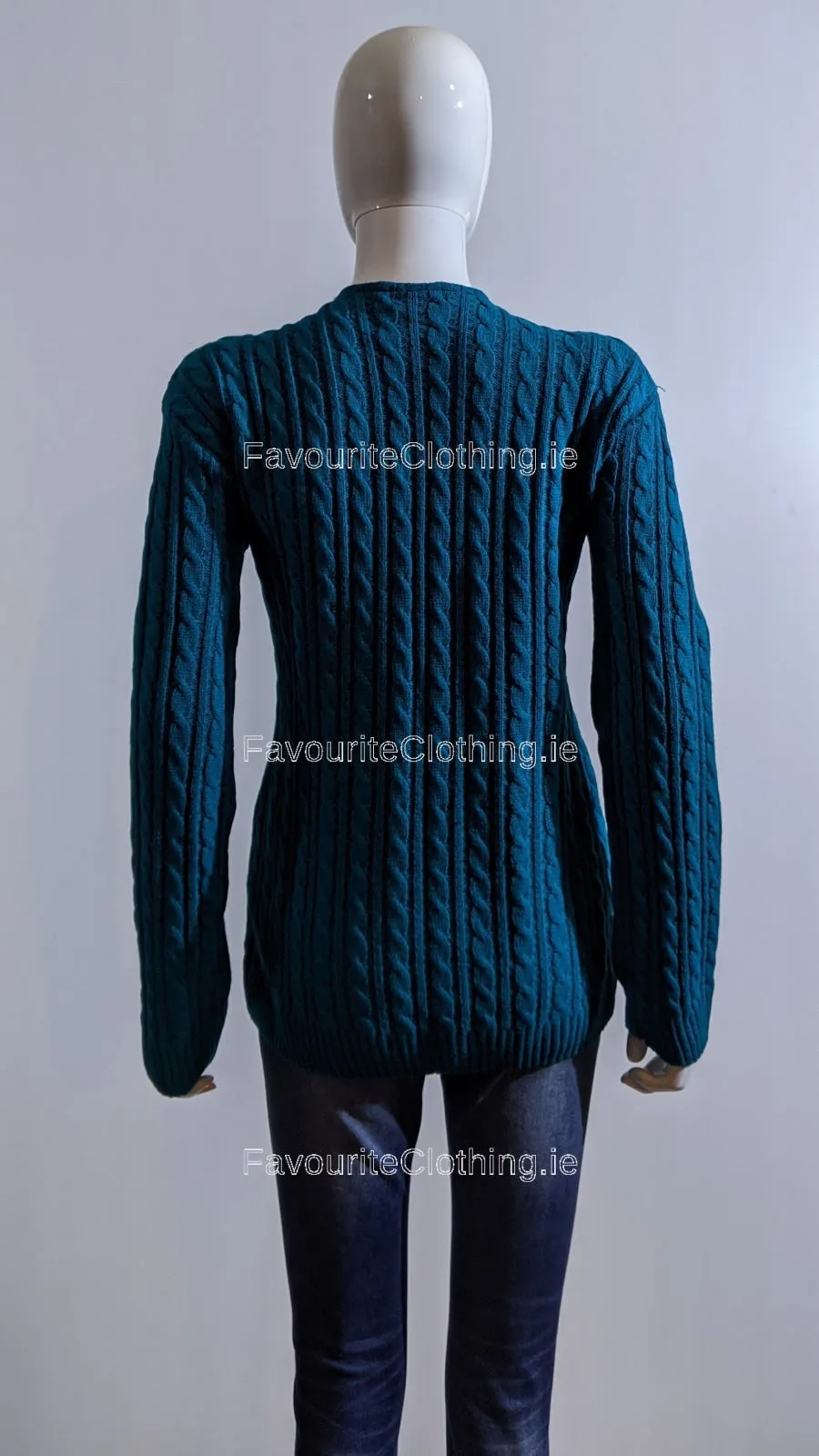 Teal V-Neck Cable Knit Jumper