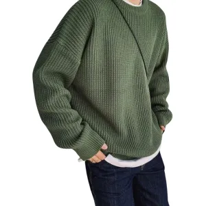 Textured Knit Crew Neck Sweater