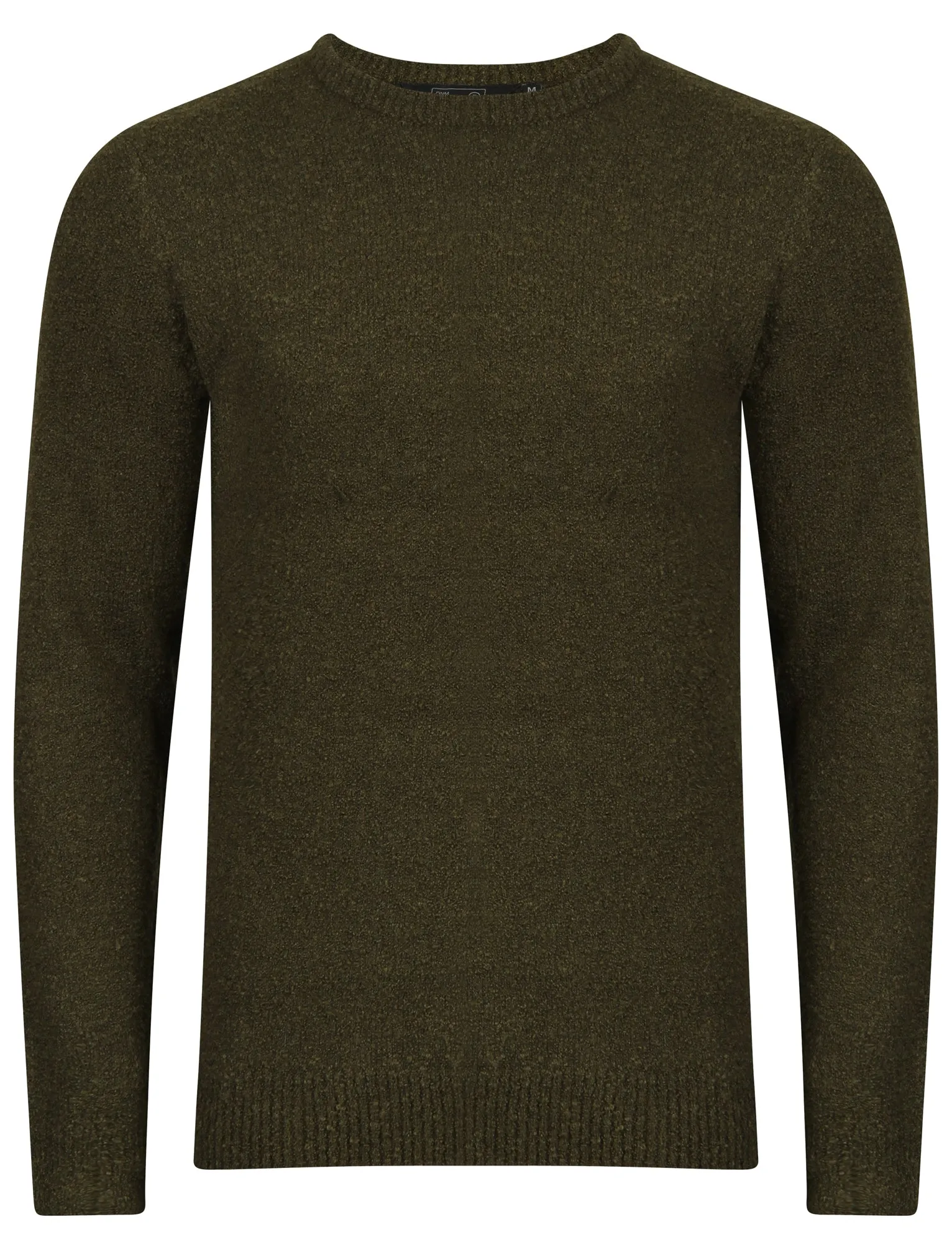 Tolstoy Crew Neck Boucle Knitted Jumper in Khaki - Dissident