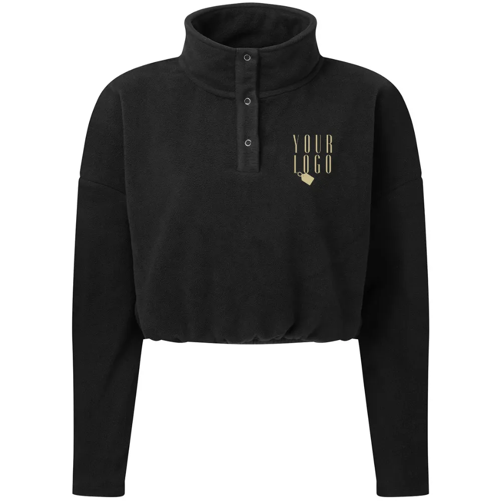 TriDi Women's Cropped Button Up Fleece