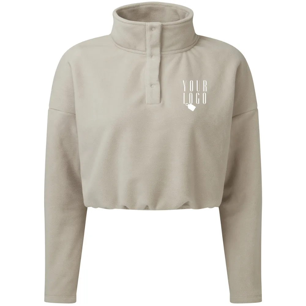 TriDi Women's Cropped Button Up Fleece