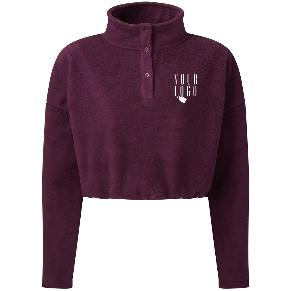 TriDi Women's Cropped Button Up Fleece