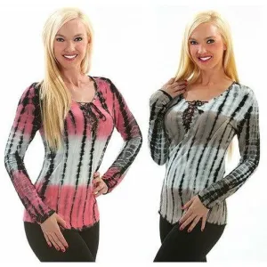 Tye Die Fusion Lace Up Long Sleeve
