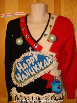 Ugly Christmas Sweater Party Hanukkah Sweater Vintage 80s (j179)