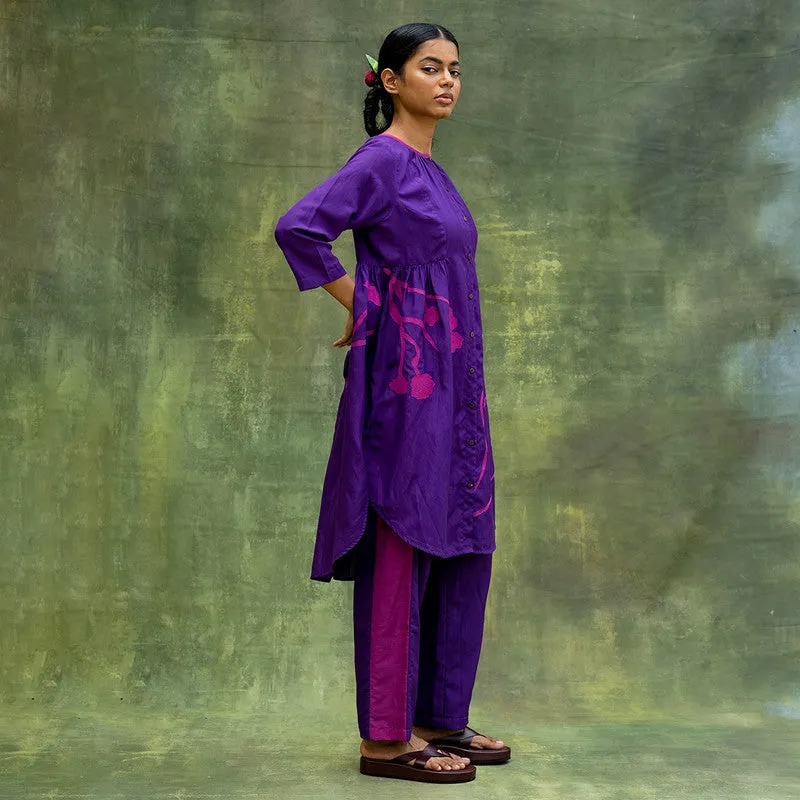 Upcycled Embroidered Tunic | Regular Fit | Purple