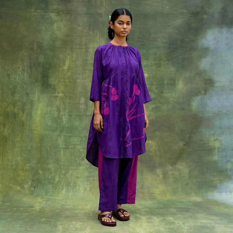 Upcycled Embroidered Tunic | Regular Fit | Purple