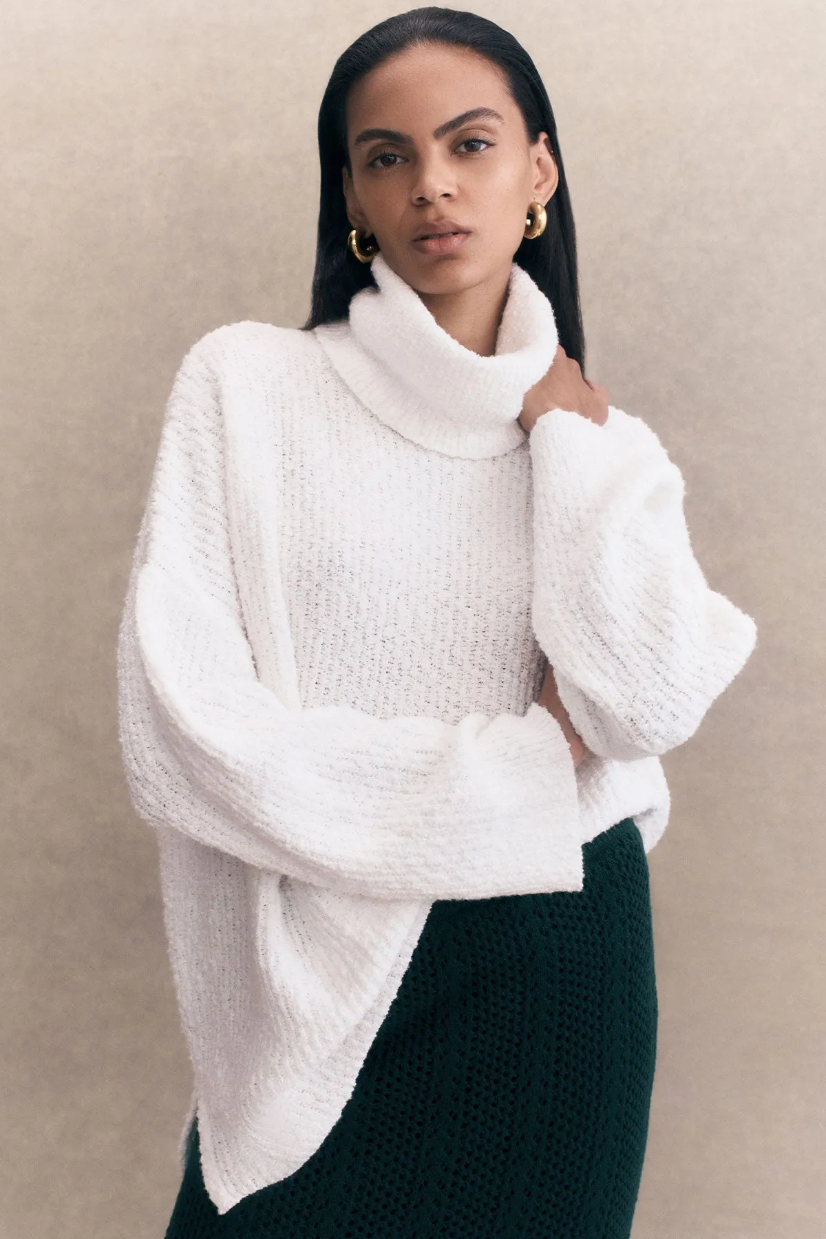 VAIANA ROLL NECK JUMPER - IVORY