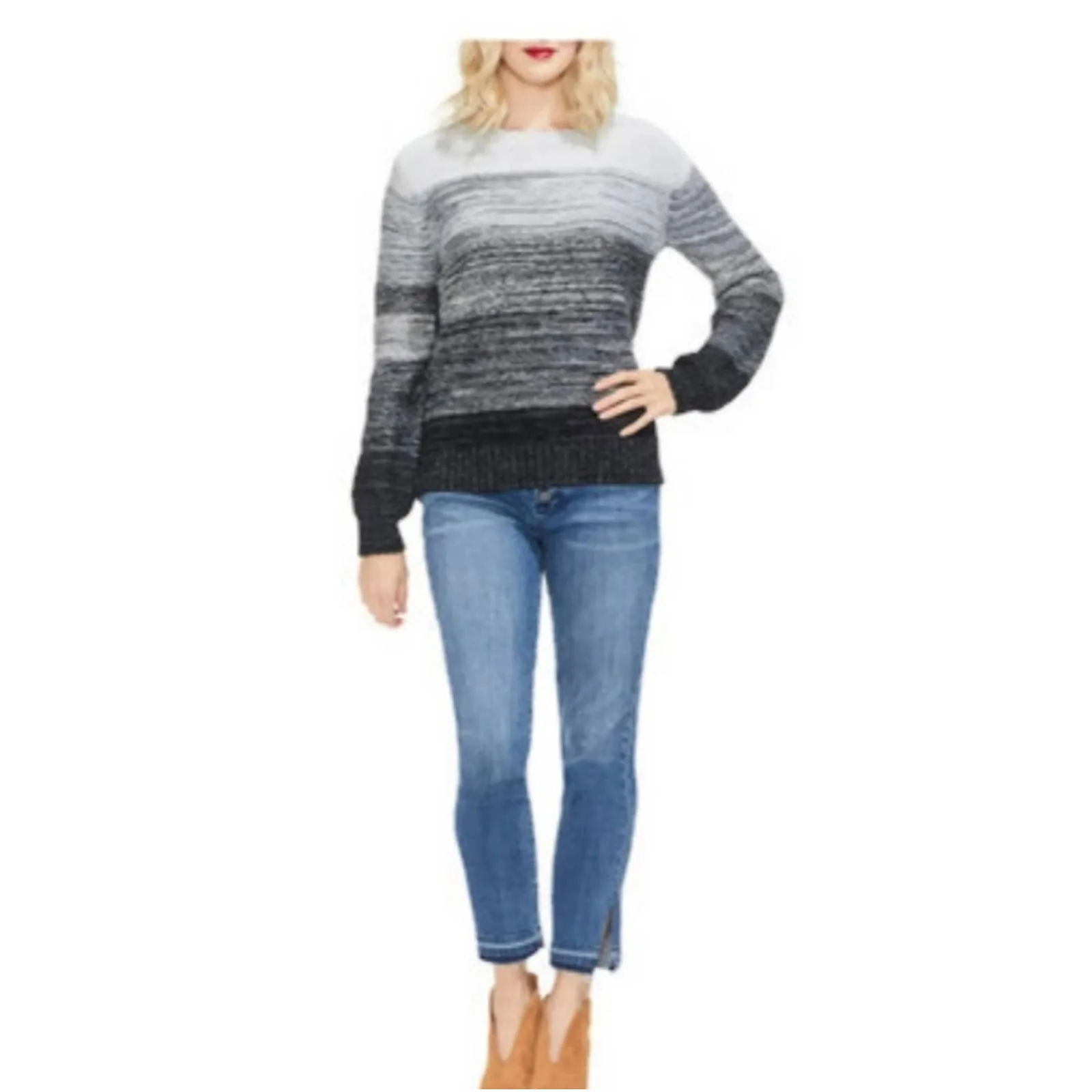 Vince Camuto Bubble Sleeve Ombre Sweater Oversize Large