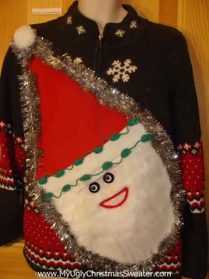 Wacky Santa Ugly Christmas Sweater Nordic Red Black