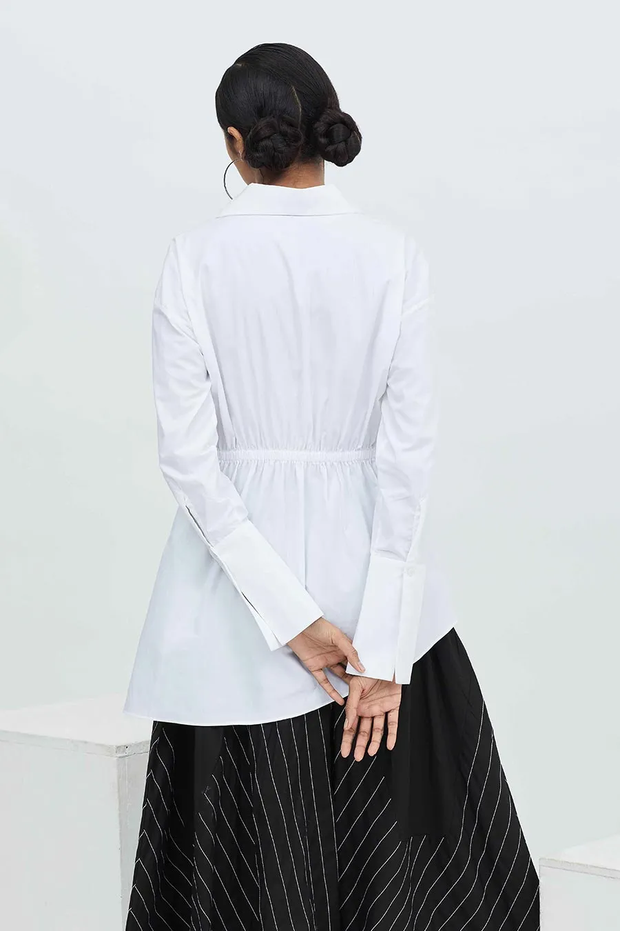 White Peplum Asymmetric Shirt Tunic
