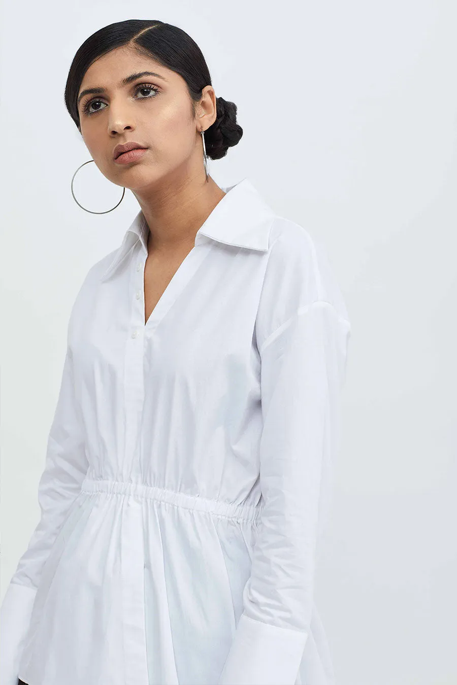 White Peplum Asymmetric Shirt Tunic