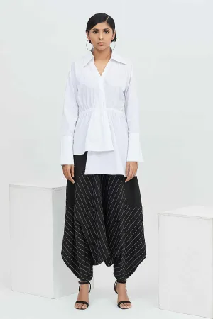 White Peplum Asymmetric Shirt Tunic