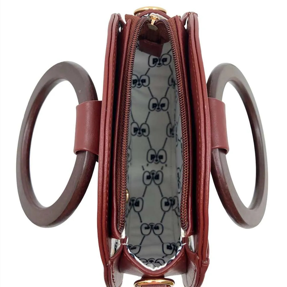 Women Handheld-cum-Sling Bag | Cactus Leather | Cherry Brown