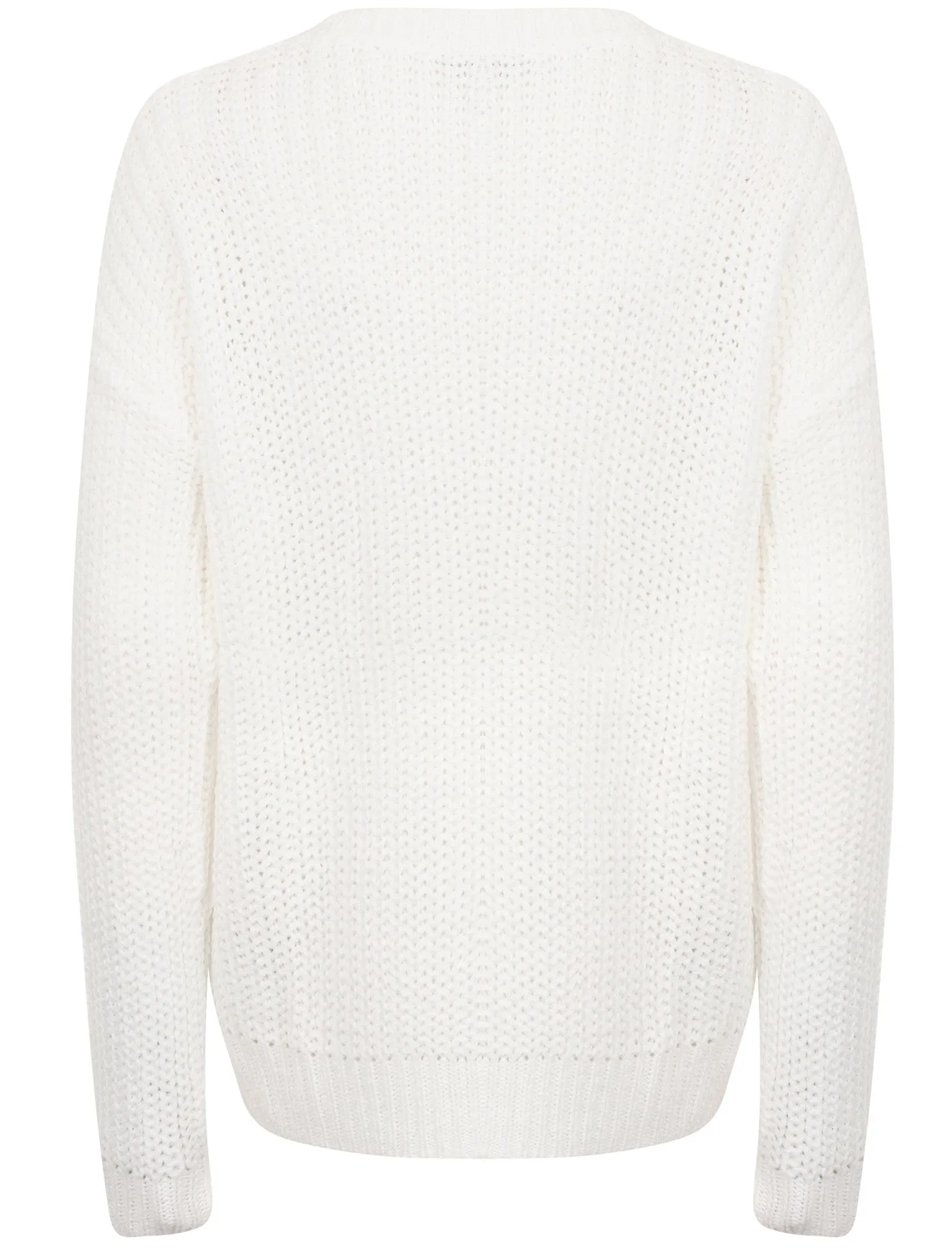 Zember Fisherman Knit Pointelle Jumper in Bright White - Tokyo Laundry